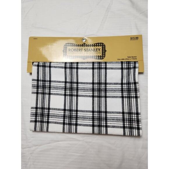 Robert stanley table Runner black and white stripe 13" x 69" - Picture 1 of 5